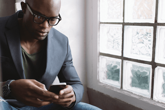 Man looking at cellphone