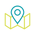 Logo image a paper map and position location pin.