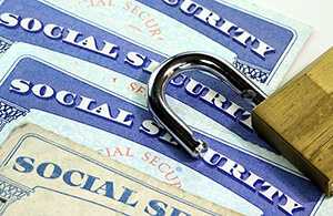 social security cards with lock on them
