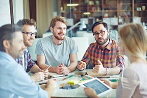 Group of employees working together