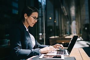 professional female attorney on laptop