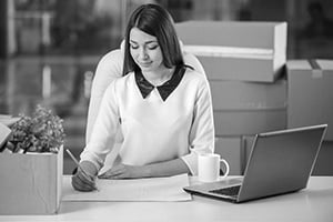 young woman working casually