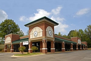 retail building with large clock