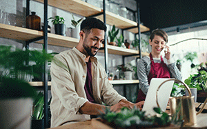 Business Owner Accessing Online Savings
