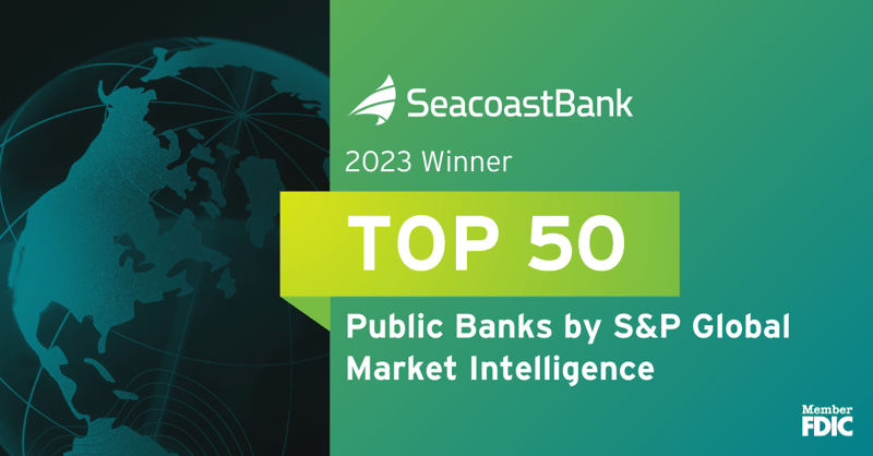 Seacoast Bank Honored in S&P Global Market Intelligence's Top Public Banks for 2023