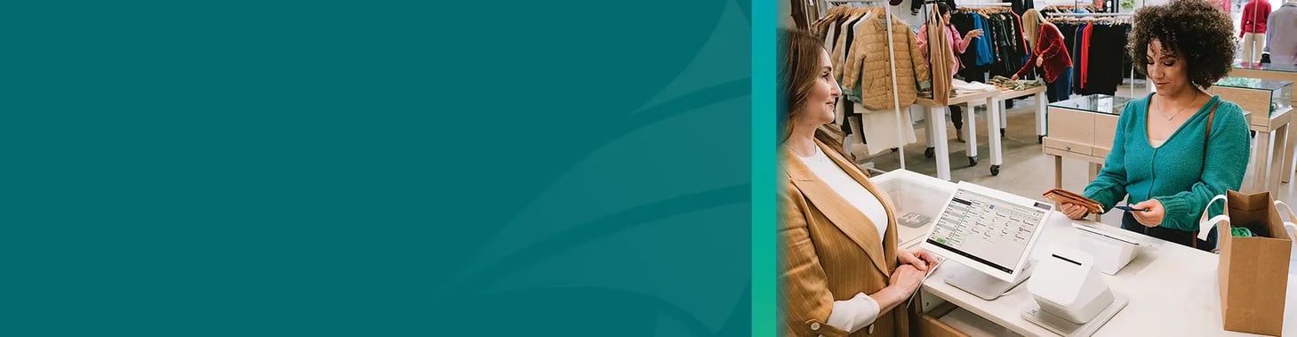 A business owner processing a sale with Clover for Seacoast Bank Merchant Services.