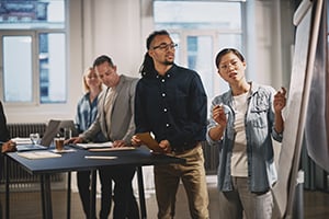 diverse group of business people working together