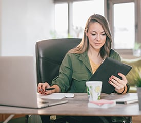 professional woman working at a desk