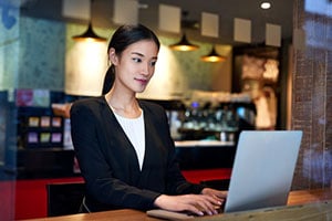 smart businesswoman on laptop