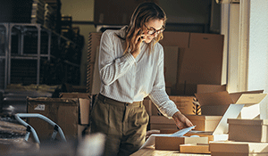 business woman managing accounts