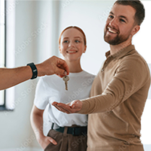 couple getting keys